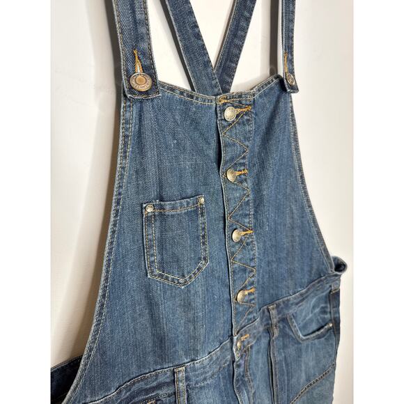 Old Navy Ultra Low Waist Blue Denim Overall Mini Skirt Jumper XL (2006) - Picture 6 of 13
